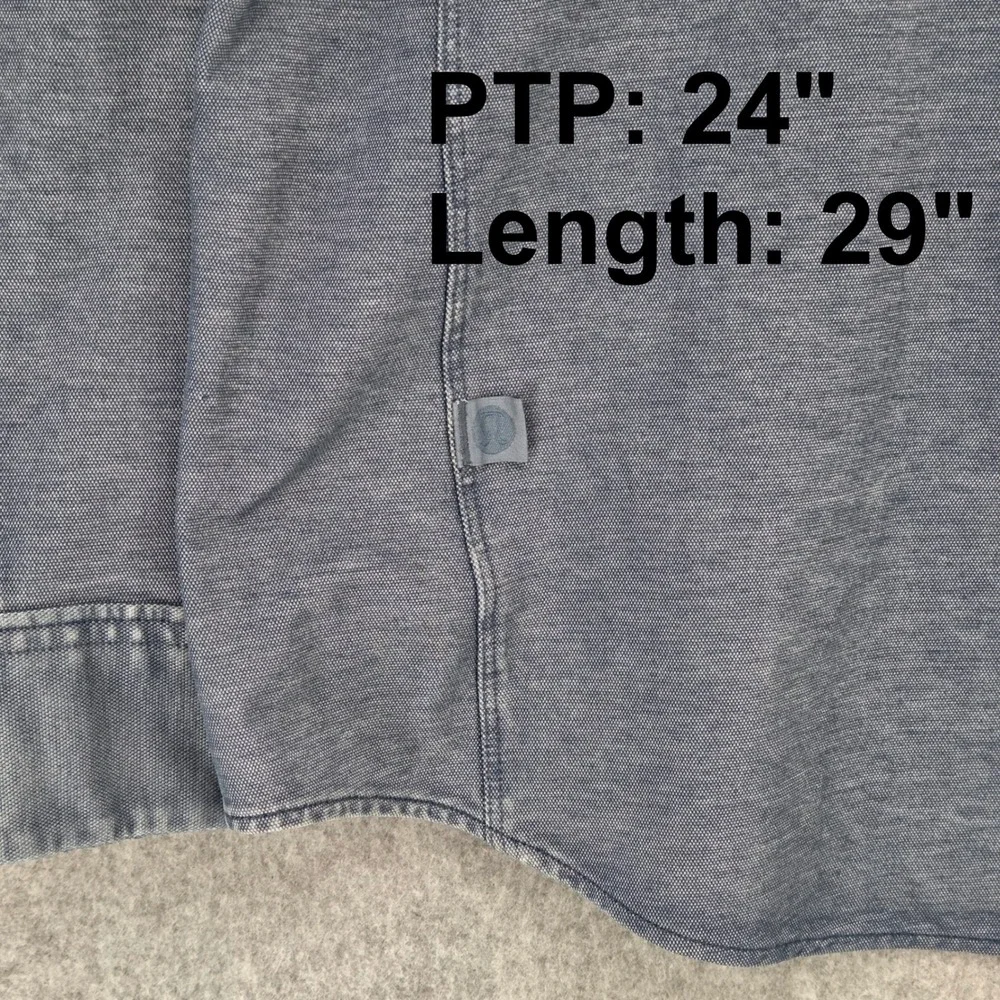 Lululemon‎ Men 2XL Commission Long Sleeve Button Shirt Chambray Blue Vented